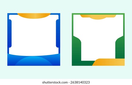 modern photo box frames with abstract shapes and clean lines, featuring blue and green color accents. Ideal for showcasing products in e-commerce, creating compelling social media visuals