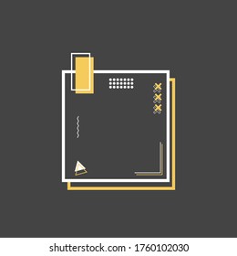 Modern photo frame. Vector photo frame template black and yellow with memphis style. Editable photo frame good for social media, event promotion, product promotion, etc.
