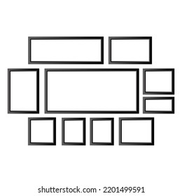 Modern photo frames set. Edge frame. Interior painting. Vector illustration. Stock image. 