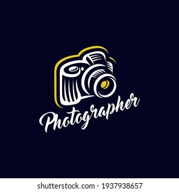 Modern Photographer Camera Logo. Vector Illustration.