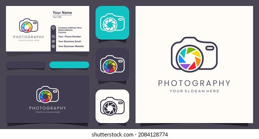 Modern photographer camera logo. Vector illustration.
