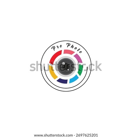 Modern photographer logo design with camera and lens concept