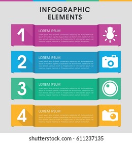 Modern photographic infographic template. infographic design with photographic icons includes camera. can be used for presentation, diagram, annual report, web design. 