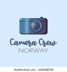 Modern photography logo with a gradient blue and black camera. Photographer equipment object.