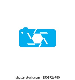 Modern photography vector icon logo, black camera icon circle logo template isolated on white background