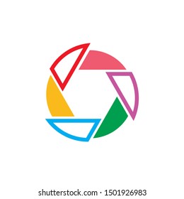 Modern photography vector icon logo, black camera icon colorful logo template isolated on white background