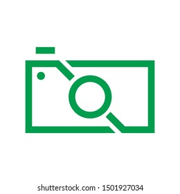 Modern photography vector icon logo, green camera icon sliced logo template isolated on white background