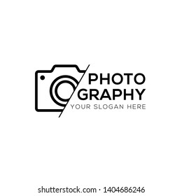 Modern Photography Vector Logo, Black Camera Icon Sliced Logo Template Isolated On White Background