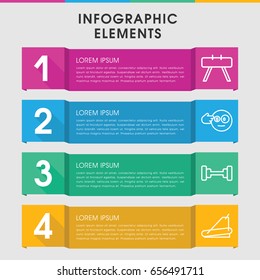 Modern physical infographic template. infographic design with physical icons includes barbell, treadmill. can be used for presentation, diagram, annual report, web design.