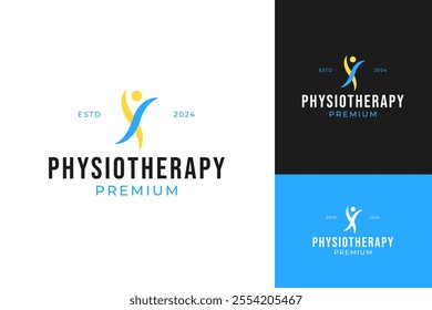 Modern physiotherapy logo design concept vector template illustration