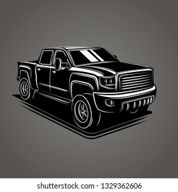 Modern Pickup Truck Vector Illustration. SUV 4x4 Offroad Wehicle. Big Family Car