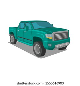 Modern pickup truck vector illustration. SUV 4x4 offroad wehicle. Big family car