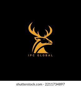 Modern and Pictorial Logotype for Business Startup. Gold Color Deer Logo