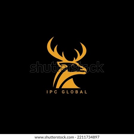 Modern and Pictorial Logotype for Business Startup. Gold Color Deer Logo