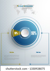 Modern pie chart template in blue and olive color with glass in the center. Background for your documents, web sites, reports, presentations and infographic
