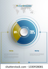 Modern pie chart template in blue and olive color with glass in the center. Background for your documents, web sites, reports, presentations and infographic