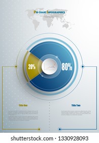 Modern pie chart template in blue and olive color with glass in the center. Background for your documents, web sites, reports, presentations and infographic
