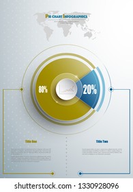 Modern pie chart template in blue and olive color with glass in the center. Background for your documents, web sites, reports, presentations and infographic