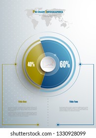 Modern pie chart template in blue and olive color with glass in the center. Background for your documents, web sites, reports, presentations and infographic