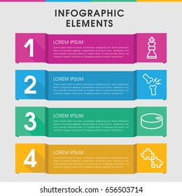 Modern pieces infographic template. infographic design with pieces icons includes broken leg or arm. can be used for presentation, diagram, annual report, web design.