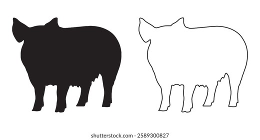 Modern Pig Silhouette - Sharp and Clean Pig Vector
