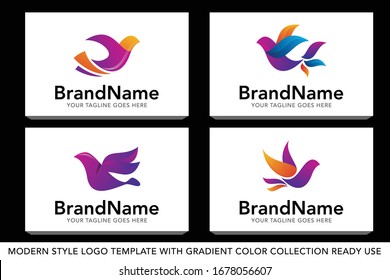 modern pigeon bird logo icon vector template with gradient color collection 
