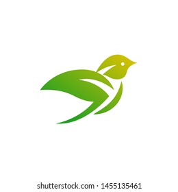 Modern Pigeon Logo - Eco Green Leaf Pigeon