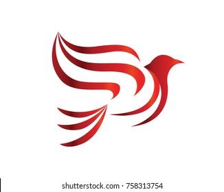 Modern Pigeon Logo - Red Flaming Pigeon
