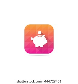 Modern Piggy Bank Icon With Long Shadow