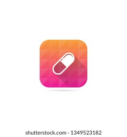 Modern Pill Capsule Icon With Long Shadow