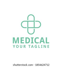 modern pill plus logo design template