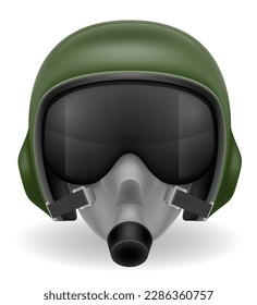 modern pilot helmet for a fighter or combat helicopter vector illustration isolated on white background