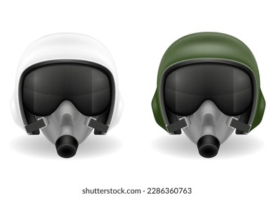 modern pilot helmet for a fighter or combat helicopter vector illustration isolated on white background