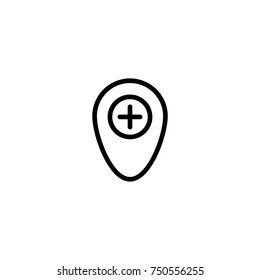 Modern pin line icon. Premium pictogram isolated on a white background. Vector illustration. Stroke high quality symbol. Map pin icon in modern line style.