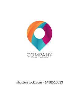 Modern Pin Location Logo Color Vector