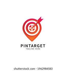 modern pin target or location targeting logo, icon map, business marketing logo design