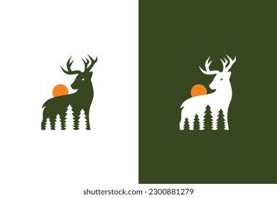 modern pine deer illustration logo	