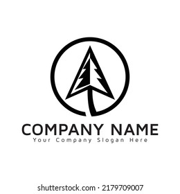 Modern pine tree logo design template abstract tree icon pine tree vector  half of black and half of white pine tree in the circle Christmas  icon 