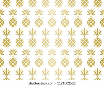 Modern Pineapple Background. Golden Pattern Endless.