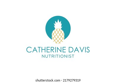 Modern Pineapple Logo with Minimal Sun