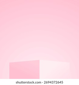 Modern pink 3D cube podium on a gradient background with soft shadows. Perfect for cosmetic branding, product presentation, or elegant advertising backdrop.