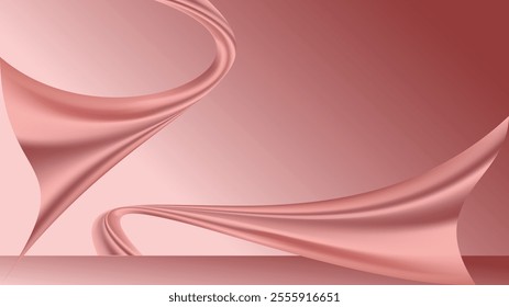Modern pink abstract background. Fold of satin on pink color. Red and pink fold abstract background. Suit for product promotion, presentation, banner, backdrop, social media, web, etc.