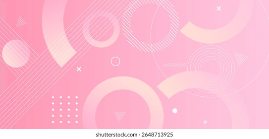Fondo abstracto rosa moderno con Formas geométricas, círculos, líneas y patrones. Diseño minimalista y de moda para Web, Anuncios o presentaciones. Concepto futurista. Vector EPS10.