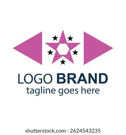 Modern Pink and Black Star Logo Design.