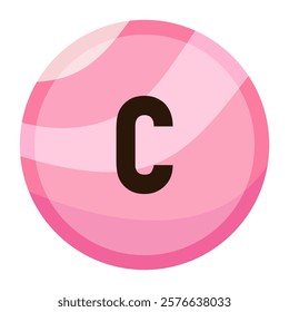 Modern Pink Bubble Letter ‘c’ in a Sweet Valentine’s Day Style, Designed with Soft Gradient Backgrounds for Romantic Posters and Greeting Cards