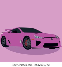 modern pink car in background