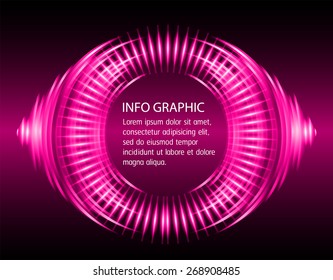 modern pink circle text box template for website computer graphic business and internet, dark black background. Brochure. text box. banner. card. wave