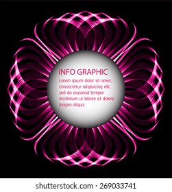 modern pink circle text box template for website computer graphic business and internet, dark yellow black background. Brochure. text box. banner. card.