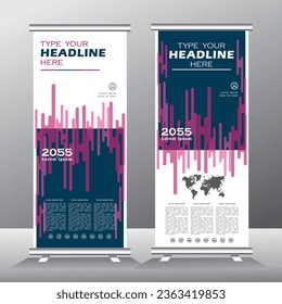 Modern pink color roll up business brochure flyer banner design vertical template, cover presentation background, modern publication x-banner and pull up, Roll up banner stand