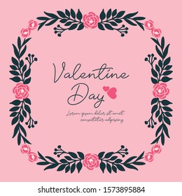 Modern pink flower frame, for banner design of valentine day. Vector